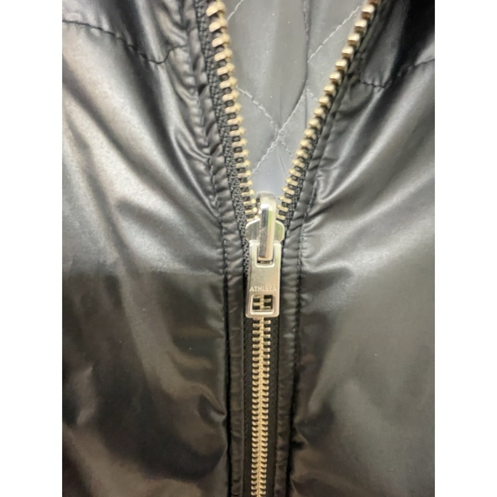 Athleta Reflective Black Silver Reversible Jacket Quilted Size Lg Athletic Track - Picture 7 of 16